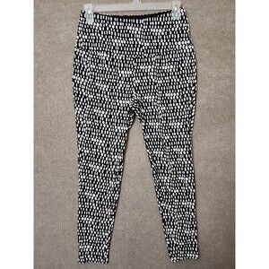 Chicos Zenergy Leggings Womens 1 US 8 Black White Print Pull On Stretch Yoga